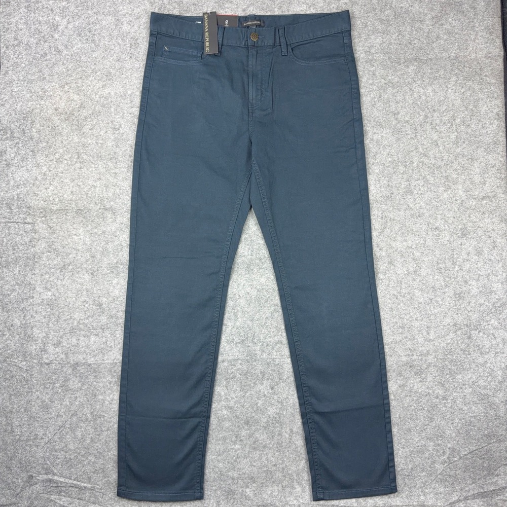 Banana Republic 5 Pocket Twill Pants Mens 34x32 Slim Fit Blue Chino NEW